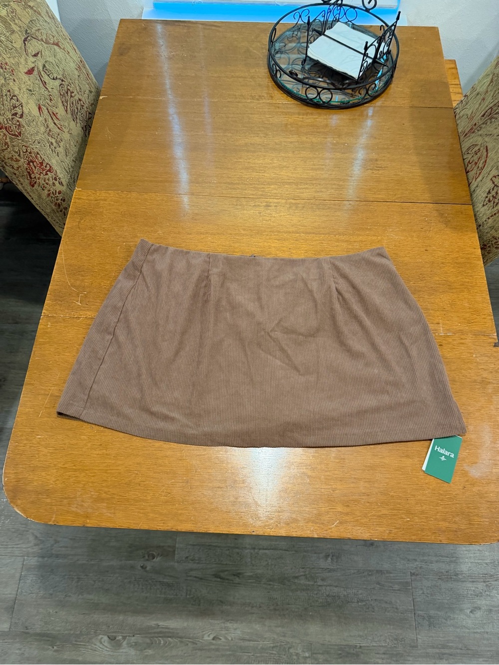 HALARA Brown Ribbed Corduroy Mini Skirt